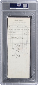 1927 Lou Gehrig Signed New York Yankees Payroll Check May 31, 1927 (MVP Season) (PSA/DNA & JSA)